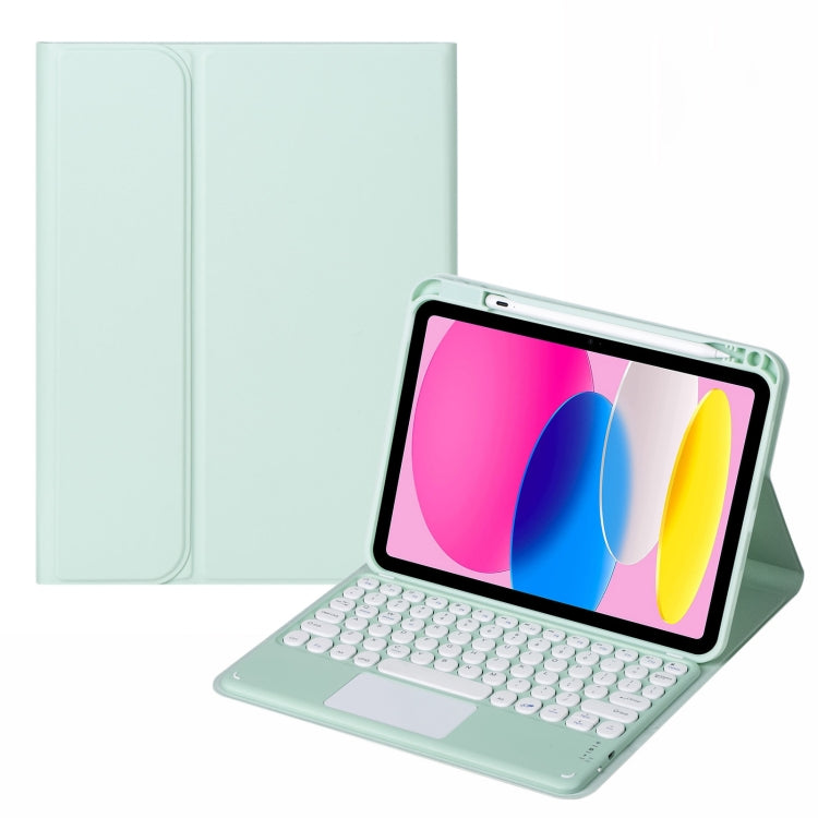 For iPad 10th Gen 10.9 2022 SA-10C Bluetooth Touch Keyboard Leather Tablet Case with Pen Slot(Light Green) - Universal by PMC TechLife | Online Shopping South Africa | PMC TechLife