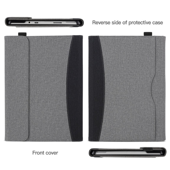 For Microsoft Surface Pro 8 Cloth Texture Stitching Leather Tablet Case(Grey Blue)