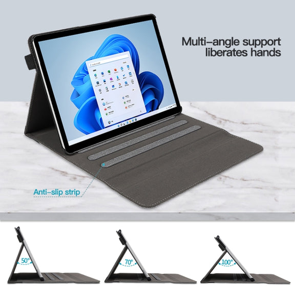 For Microsoft Surface Pro 8 Cloth Texture Stitching Leather Tablet Case(Grey Blue)