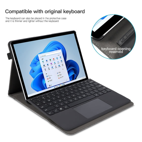 For Microsoft Surface Go 3 / 2 / 1 Cloth Texture Stitching Leather Tablet Case(Black Grey)