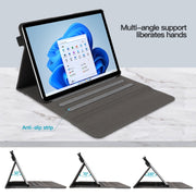 For Microsoft Surface Go 3 / 2 / 1 Cloth Texture Stitching Leather Tablet Case(Black Grey)