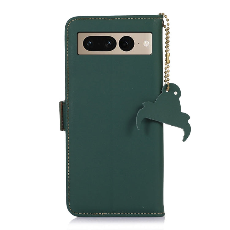 For Google Pixel 7 Pro Genuine Leather Magnetic RFID Leather Phone Case(Green) - Google Cases by PMC TechLife | Online Shopping South Africa | PMC TechLife | Buy Now Pay Later Mobicred