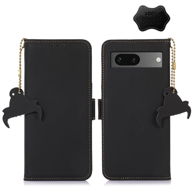 For Google Pixel 7 Genuine Leather Magnetic RFID Leather Phone Case(Black) - Google Cases by PMC TechLife | Online Shopping South Africa | PMC TechLife | Buy Now Pay Later Mobicred