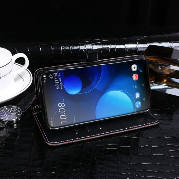 For HTC Desire 19 Plus idewei Crocodile Texture Horizontal Flip Leather Case with Holder & Card Slots & Wallet(Dark Blue)