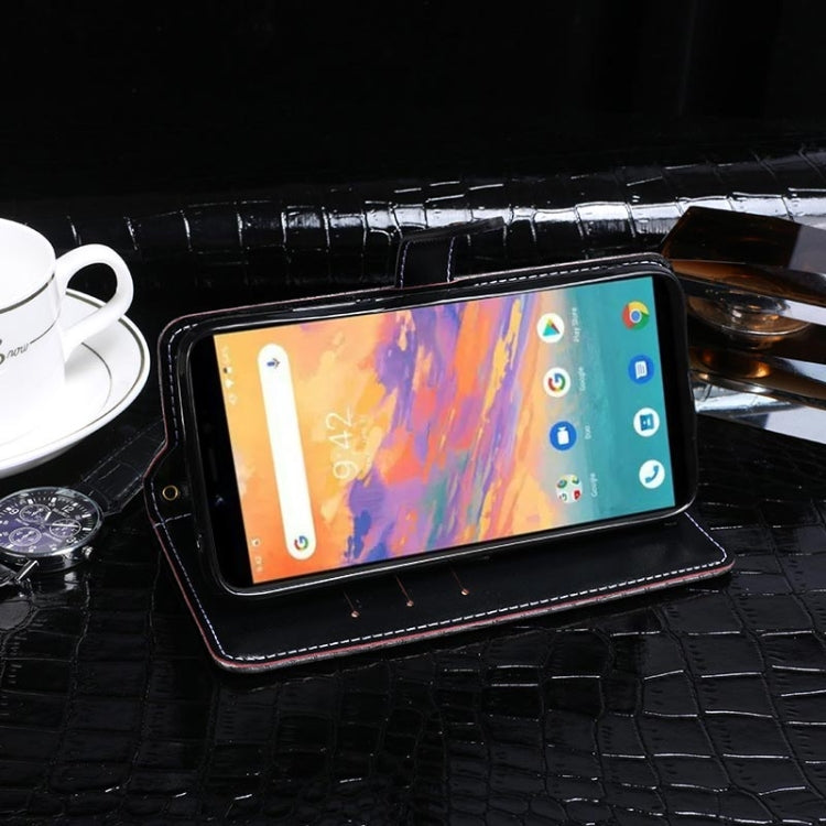 For UMIDIGI A3S(With Fingerprint Hole) idewei Crocodile Texture Horizontal Flip Leather Case with Holder & Card Slots & Wallet(Dark Blue)