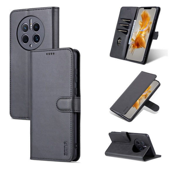 For Huawei Mate 50 Pro AZNS Skin Feel Calf Texture Flip Leather Phone Case(Black)