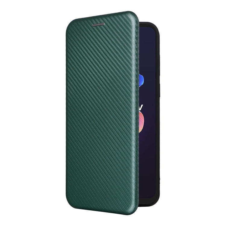 For Blackview A55 Pro Carbon Fiber Texture Horizontal Flip PU Phone Case(Green) - More Brand by PMC TechLife | Online Shopping South Africa | PMC TechLife | Buy Now Pay Later Mobicred