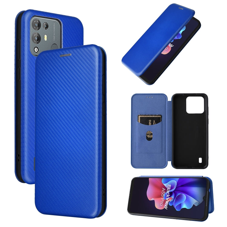 For Blackview A55 Pro Carbon Fiber Texture Horizontal Flip PU Phone Case(Blue) - More Brand by PMC TechLife | Online Shopping South Africa | PMC TechLife | Buy Now Pay Later Mobicred