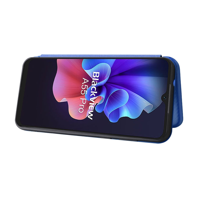 For Blackview A55 Pro Carbon Fiber Texture Horizontal Flip PU Phone Case(Blue) - More Brand by PMC TechLife | Online Shopping South Africa | PMC TechLife | Buy Now Pay Later Mobicred