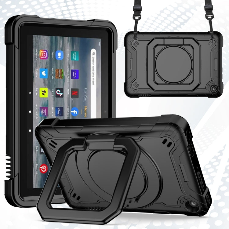 For Amazon Kindle Fire 7 2022 Silicone + PC Bracelet Holder Tablet Case(Black) - Amazon by PMC TechLife | Online Shopping South Africa | PMC TechLife | Buy Now Pay Later Mobicred