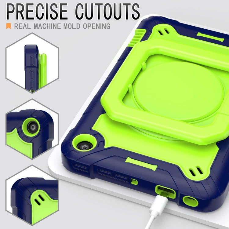 For Amazon Kindle Fire 7 2022 Silicone + PC Bracelet Holder Tablet Case(Navy Blue + Yellow Green) - Amazon by PMC TechLife | Online Shopping South Africa | PMC TechLife | Buy Now Pay Later Mobicred