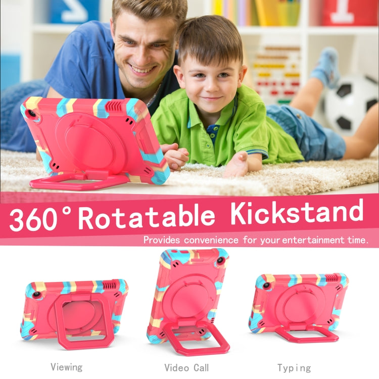 For Amazon Kindle Fire 7 2022 Silicone + PC Bracelet Holder Tablet Case(Camouflage + Rose Red) - Amazon by PMC TechLife | Online Shopping South Africa | PMC TechLife | Buy Now Pay Later Mobicred