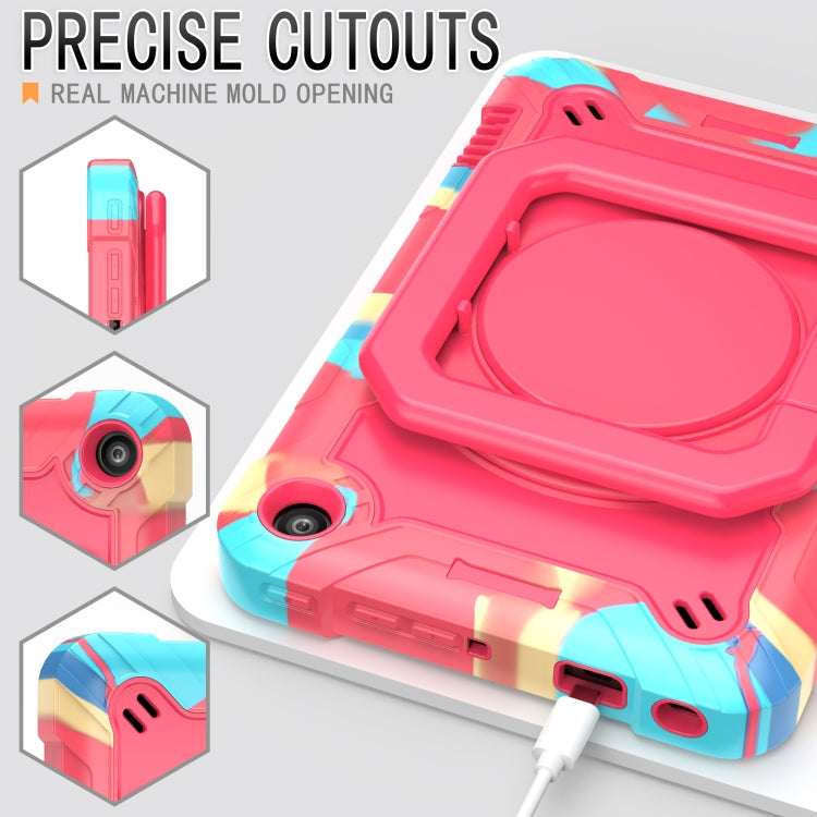 For Amazon Kindle Fire 7 2022 Silicone + PC Bracelet Holder Tablet Case(Camouflage + Rose Red) - Amazon by PMC TechLife | Online Shopping South Africa | PMC TechLife | Buy Now Pay Later Mobicred