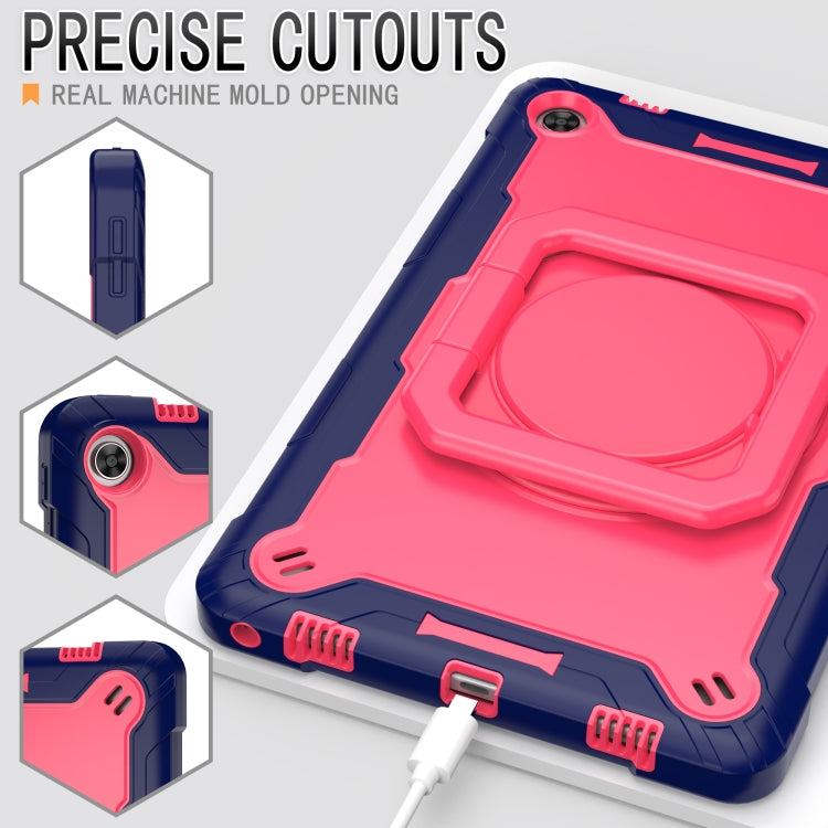 For Lenovo Tab M10 Plus 10.6 3rd Gen 2022 Silicone + PC Bracelet Holder Tablet Case(Navy Blue + Rose Red) - Lenovo by PMC TechLife | Online Shopping South Africa | PMC TechLife | Buy Now Pay Later Mobicred