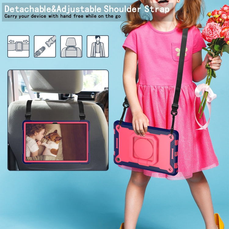 For Lenovo Tab M10 Plus 10.6 3rd Gen 2022 Silicone + PC Bracelet Holder Tablet Case(Navy Blue + Rose Red) - Lenovo by PMC TechLife | Online Shopping South Africa | PMC TechLife | Buy Now Pay Later Mobicred