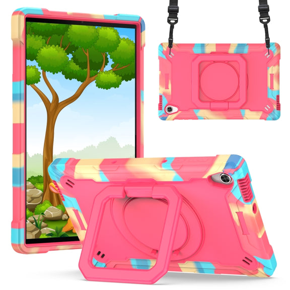 For Lenovo Tab M10 HD 2nd Gen Silicone + PC Bracelet Holder Tablet Case(Camouflage + Rose Red)