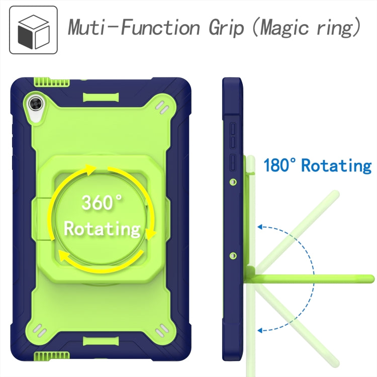 For Lenovo Tab M10 HD 2nd Gen Silicone + PC Bracelet Holder Tablet Case(Navy Blue + Yellow Green) - Lenovo by PMC TechLife | Online Shopping South Africa | PMC TechLife | Buy Now Pay Later Mobicred