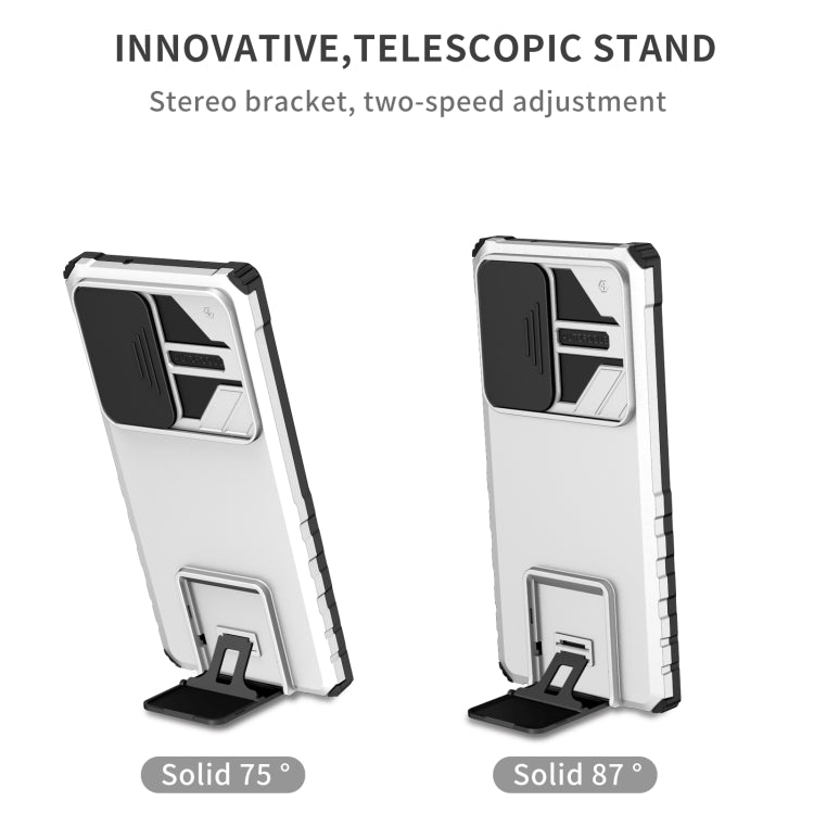 For Samsung Galaxy S23 Ultra 5G Stereoscopic Holder Sliding Camshield Phone Case(White) - Galaxy S23 Ultra 5G Cases by PMC TechLife | Online Shopping South Africa | PMC TechLife | Buy Now Pay Later Mobicred