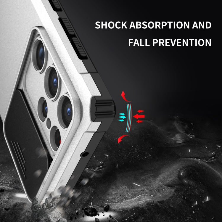 For Samsung Galaxy S23 Ultra 5G Stereoscopic Holder Sliding Camshield Phone Case(White) - Galaxy S23 Ultra 5G Cases by PMC TechLife | Online Shopping South Africa | PMC TechLife | Buy Now Pay Later Mobicred