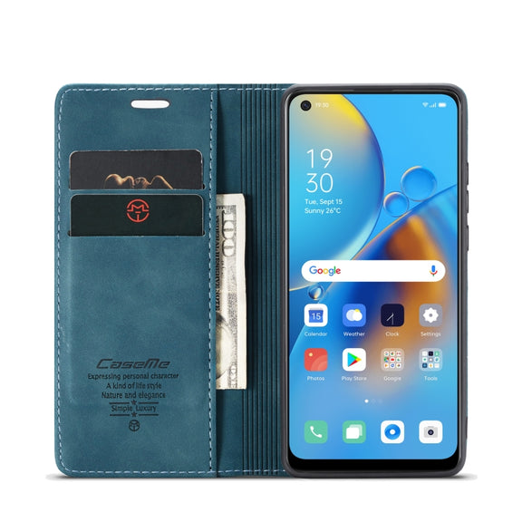 CaseMe 013 Multifunctional Horizontal Flip Leather Phone Case For OPPO F19/F19S/A74 4G/A95 4G/Reno6 Lite 4G Global(Blue)