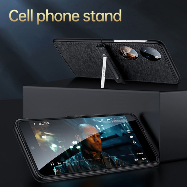 For Huawei P50 Pocket SULADA Invisible Bracket Leather Back Cover Phone Case(Red) - Huawei Cases by SULADA | Online Shopping South Africa | PMC TechLife | Buy Now Pay Later Mobicred