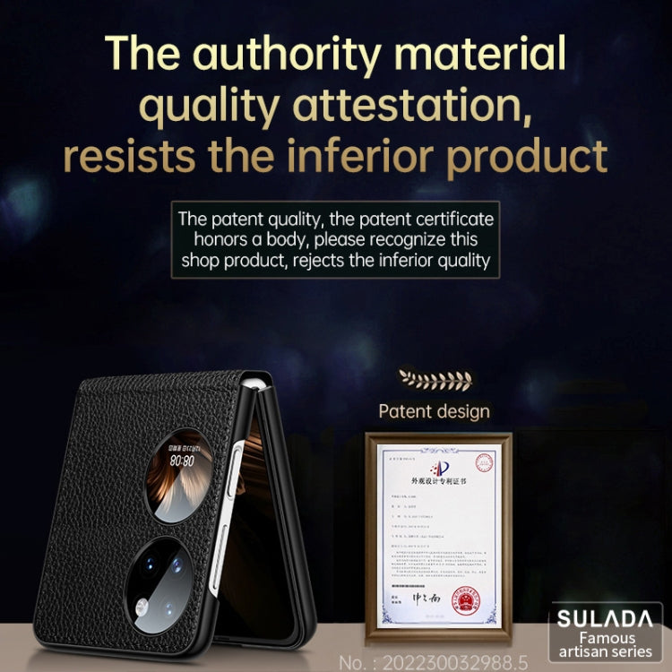 For Huawei P50 Pocket SULADA Invisible Bracket Leather Back Cover Phone Case(Black) - Huawei Cases by SULADA | Online Shopping South Africa | PMC TechLife | Buy Now Pay Later Mobicred