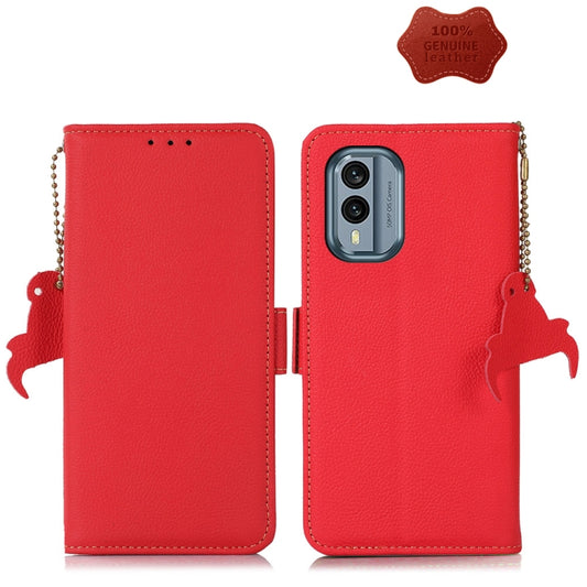 For Nokia X30 5G Side-Magnetic TJ Genuine Leather RFID Phone Case(Red) - Nokia Cases by PMC Jewellery | Online Shopping South Africa | PMC Jewellery | Buy Now Pay Later Mobicred