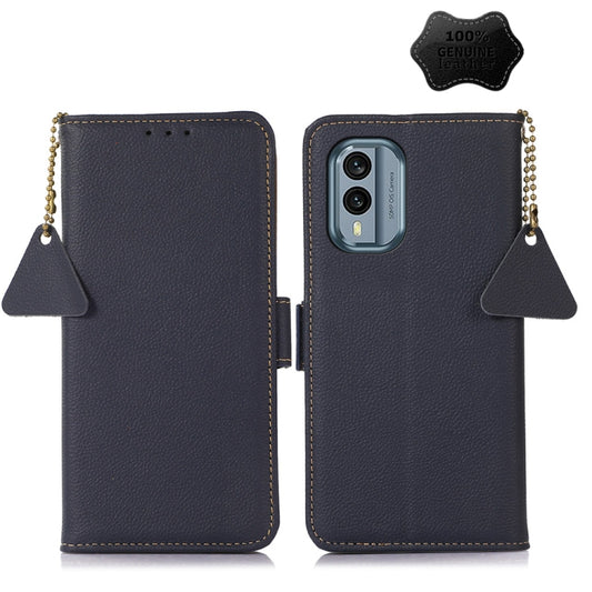 For Nokia X30 5G Side-Magnetic TJ Genuine Leather RFID Phone Case(Blue) - Nokia Cases by PMC Jewellery | Online Shopping South Africa | PMC Jewellery | Buy Now Pay Later Mobicred