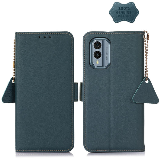 For Nokia X30 5G Side-Magnetic TJ Genuine Leather RFID Phone Case(Green) - Nokia Cases by PMC Jewellery | Online Shopping South Africa | PMC Jewellery | Buy Now Pay Later Mobicred