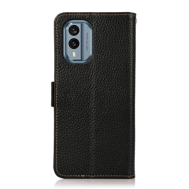 For Nokia X30 5G KHAZNEH Side-Magnetic Litchi Genuine Leather RFID Phone Case(Black) - Nokia Cases by PMC TechLife | Online Shopping South Africa | PMC TechLife | Buy Now Pay Later Mobicred