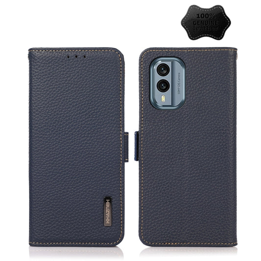 For Nokia X30 5G KHAZNEH Side-Magnetic Litchi Genuine Leather RFID Phone Case(Blue) - Nokia Cases by PMC Jewellery | Online Shopping South Africa | PMC Jewellery | Buy Now Pay Later Mobicred