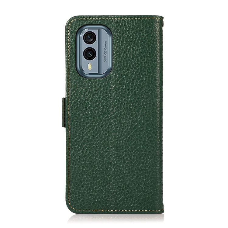 For Nokia X30 5G KHAZNEH Side-Magnetic Litchi Genuine Leather RFID Phone Case(Green) - Nokia Cases by PMC TechLife | Online Shopping South Africa | PMC TechLife | Buy Now Pay Later Mobicred
