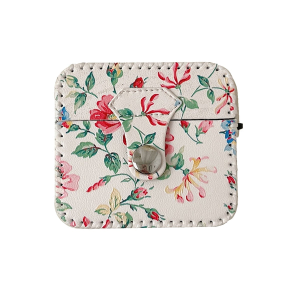 For AirPods Pro White Floral PU Leather Wireless Earphone Case