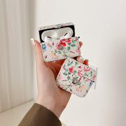 For AirPods 3 White Floral PU Leather Wireless Earphone Case