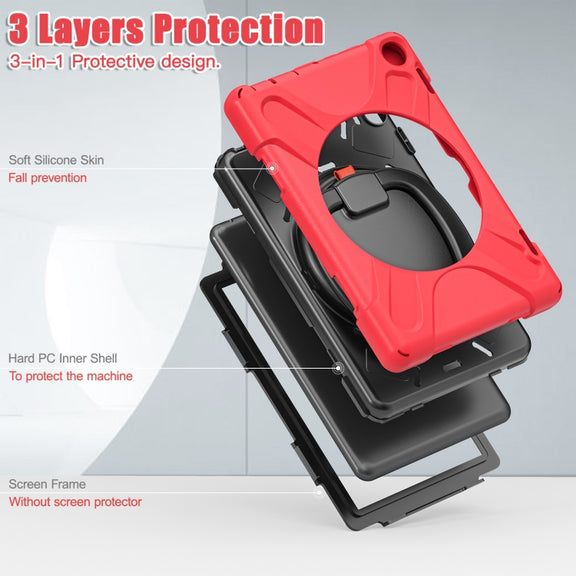 For Amazon Fire HD 8 2022 Silicone + PC Protective Tablet Case with Holder & Shoulder Strap(Red)