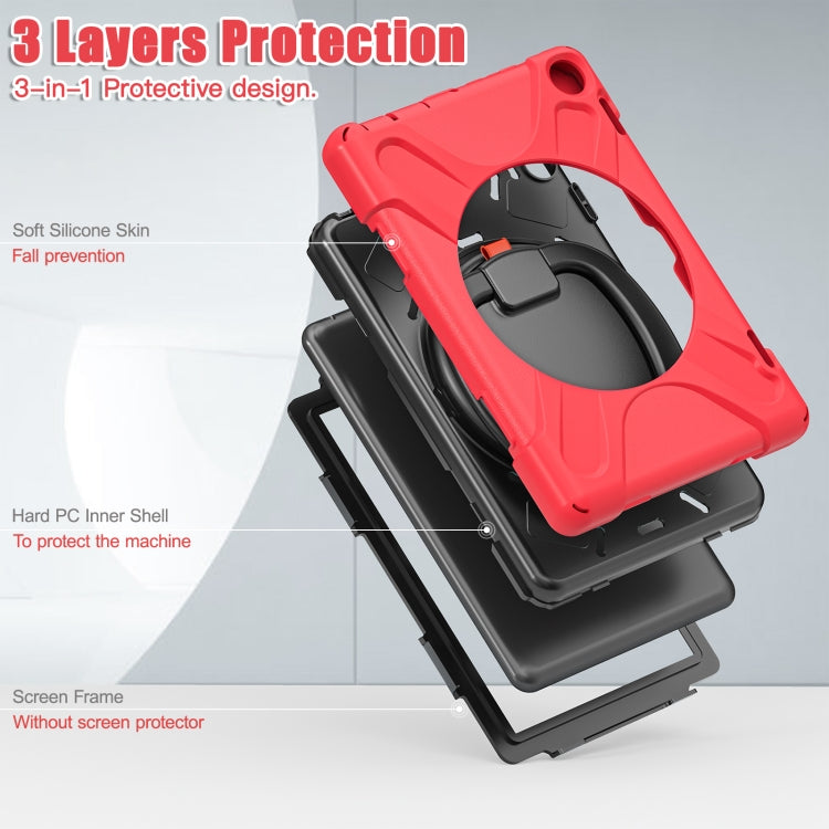 For Amazon Fire HD 8 2022 Silicone + PC Protective Tablet Case with Holder & Shoulder Strap(Red)