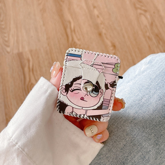 For AirPods 1/2 Wearing Hat Girl Pattern PU Leather Wireless Earphone Case