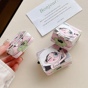 For AirPods 3 Wearing Hat Girl Pattern PU Leather Wireless Earphone Case