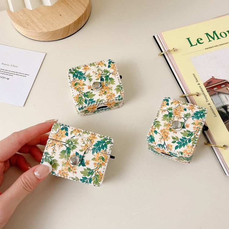 For AirPods Pro PU Leather Wireless Earphone Case(Yellow Flower) - For AirPods Pro by PMC Jewellery | Online Shopping South Africa | PMC Jewellery | Buy Now Pay Later Mobicred