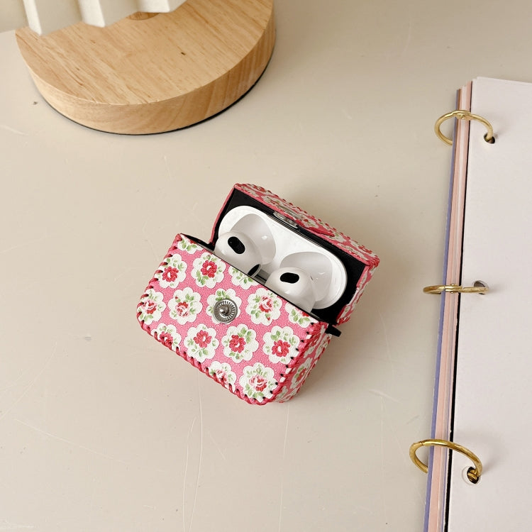 For AirPods 1/2 PU Leather Wireless Earphone Case(Little Red Flower) - For AirPods 1/2 by PMC Jewellery | Online Shopping South Africa | PMC Jewellery | Buy Now Pay Later Mobicred