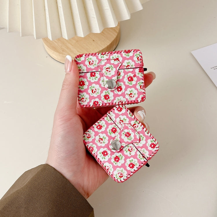 For AirPods 1/2 PU Leather Wireless Earphone Case(Little Red Flower) - For AirPods 1/2 by PMC Jewellery | Online Shopping South Africa | PMC Jewellery | Buy Now Pay Later Mobicred