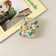 For AirPods 1/2 PU Leather Wireless Earphone Case(Yellow Flower)
