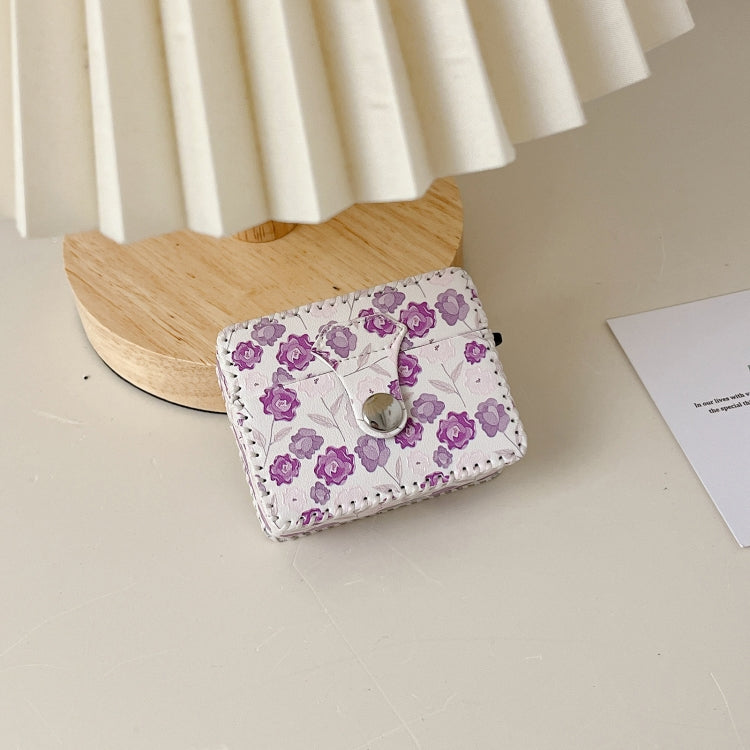 For AirPods 1/2 PU Leather Wireless Earphone Case(Purple Flowers) - For AirPods 1/2 by PMC Jewellery | Online Shopping South Africa | PMC Jewellery | Buy Now Pay Later Mobicred