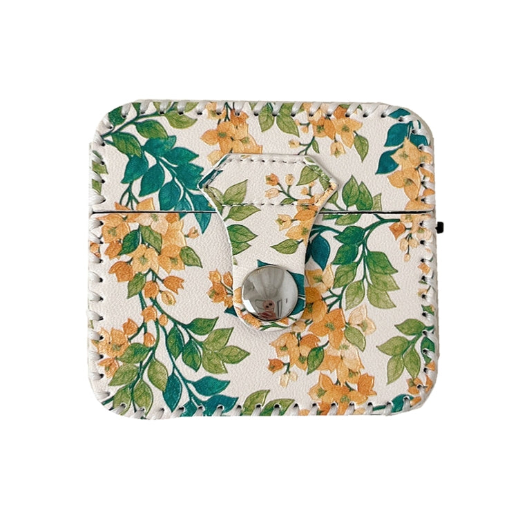 For AirPods 3 PU Leather Wireless Earphone Case(Yellow Flower) - For AirPods 3 by PMC Jewellery | Online Shopping South Africa | PMC Jewellery | Buy Now Pay Later Mobicred