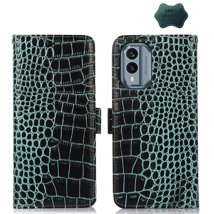 For Nokia X30 5G Crocodile Top Layer Cowhide Leather Phone Case(Green) - Nokia Cases by PMC TechLife | Online Shopping South Africa | PMC TechLife | Buy Now Pay Later Mobicred