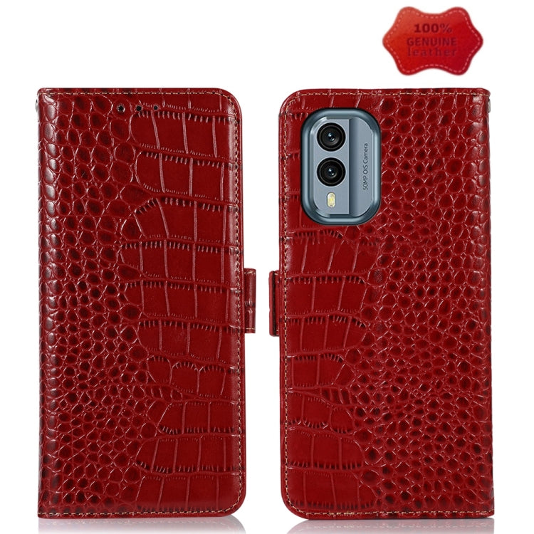 For Nokia X30 5G Crocodile Top Layer Cowhide Leather Phone Case(Red) - Nokia Cases by PMC TechLife | Online Shopping South Africa | PMC TechLife | Buy Now Pay Later Mobicred