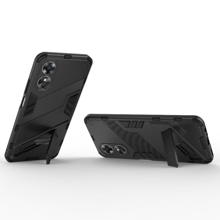 For OPPO A17 4G Global Punk Armor 2 in 1 PC + TPU Shockproof Phone Case with Holder(Black) - OPPO Cases by PMC TechLife | Online Shopping South Africa | PMC TechLife | Buy Now Pay Later Mobicred