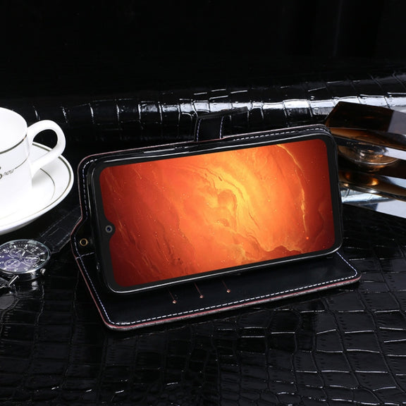 For Blackview BV9800 Pro idewei Crocodile Texture Horizontal Flip Leather Case with Holder & Card Slots & Wallet(Dark Blue)