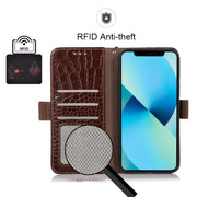 For Honor 80 Pro Crocodile Top Layer Cowhide Leather Phone Case(Brown)