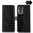 For Honor 80 Crocodile Top Layer Cowhide Leather Phone Case(Black) - Honor Cases by PMC TechLife | Online Shopping South Africa | PMC TechLife | Buy Now Pay Later Mobicred